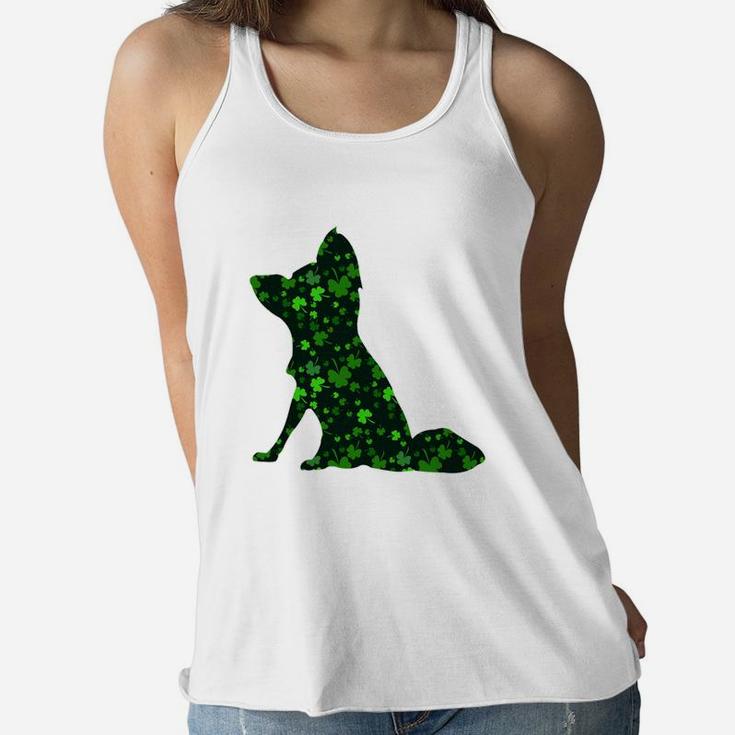 Cute Shamrock Papillon Mom Dad Gift St Patricks Day Awesome Dog Lovers Gift Ladies Flowy Tank