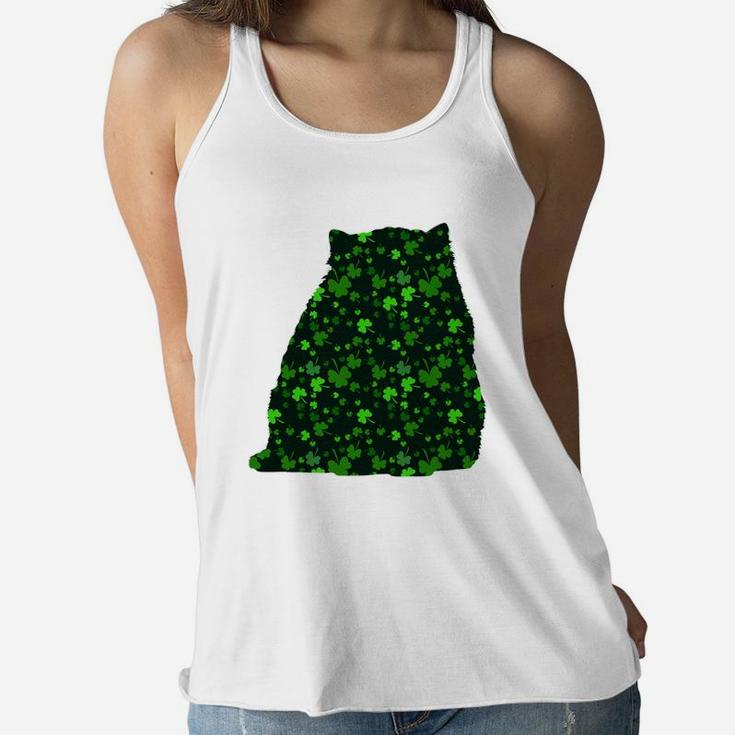 Cute Shamrock Persian Mom Dad Gift St Patricks Day Awesome Cat Lovers Gift Ladies Flowy Tank