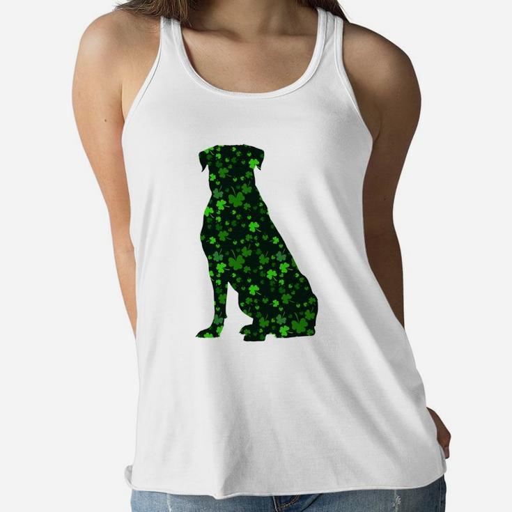 Cute Shamrock Rottweiler Mom Dad Gift St Patricks Day Awesome Dog Lovers Gift Ladies Flowy Tank