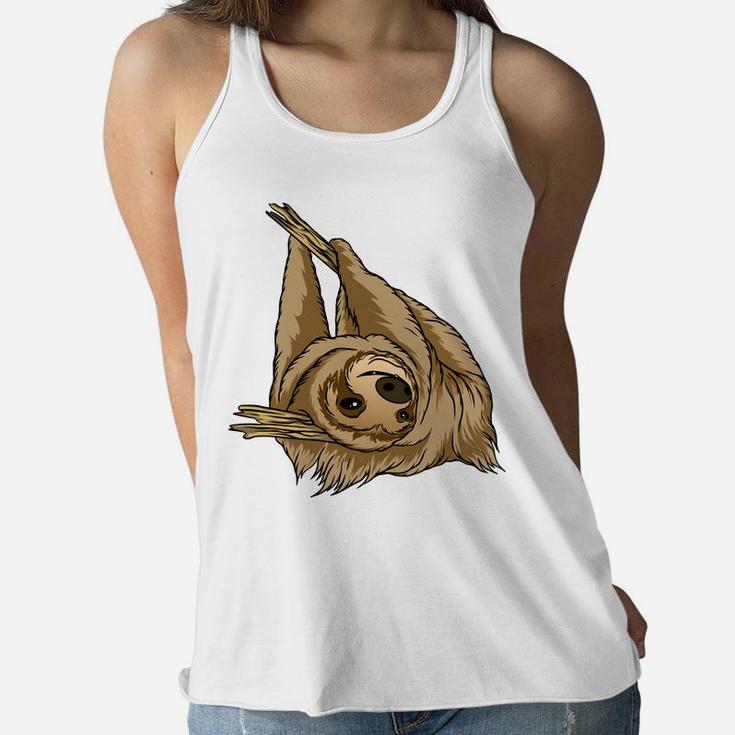 Funny Sloth Cartoon Present For Sloth Lovers Women Flowy Tank