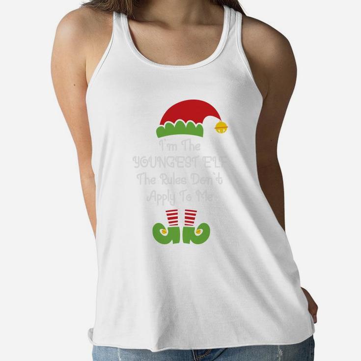 I Am The Youngest Elf The Rules Dont Apply To Me Family Matching Christmas Women Flowy Tank