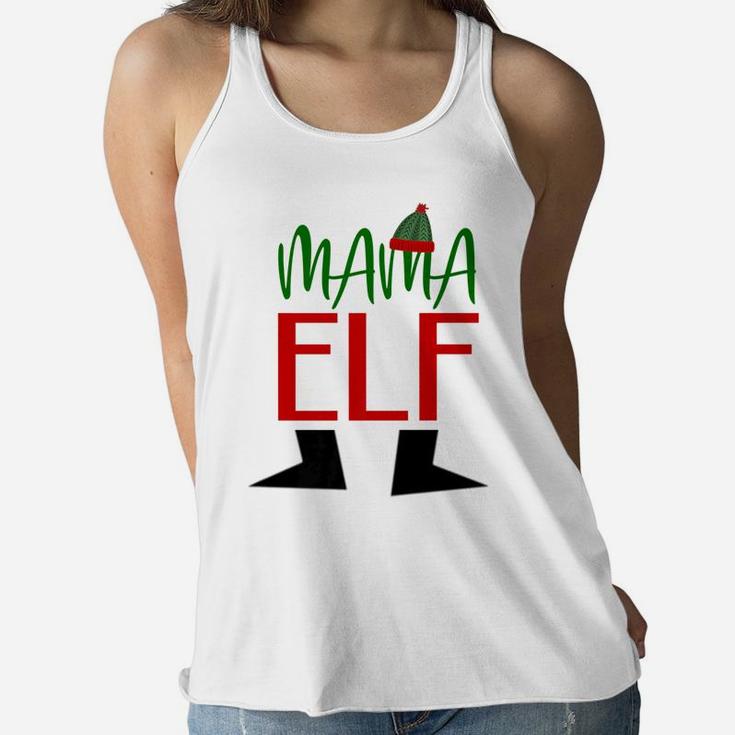 Mama Elf Chirstmas Ladies Flowy Tank