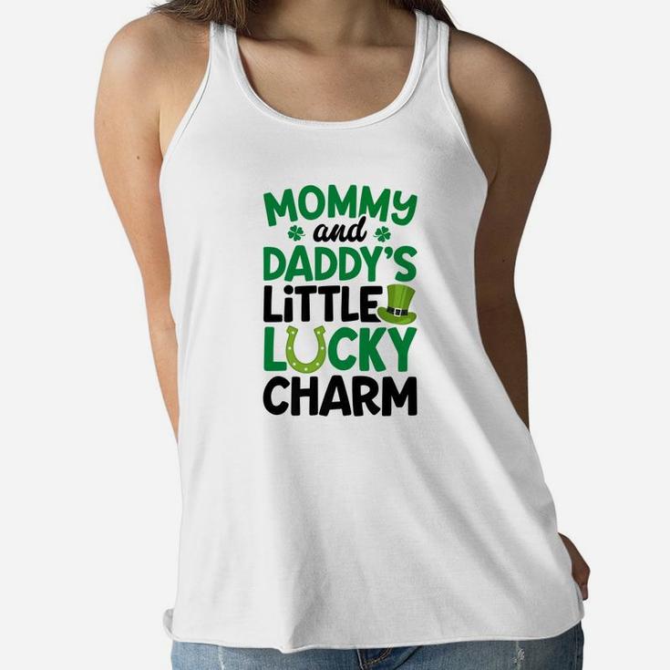 Mommy And Daddys Little Lucky Charm St Patricks Day Ladies Flowy Tank