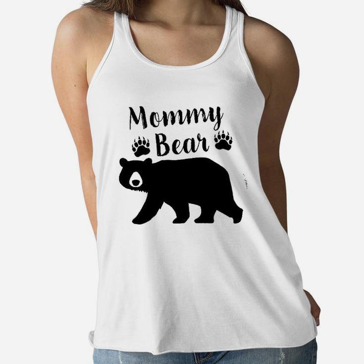 Mommy Bear In Black Ladies Flowy Tank