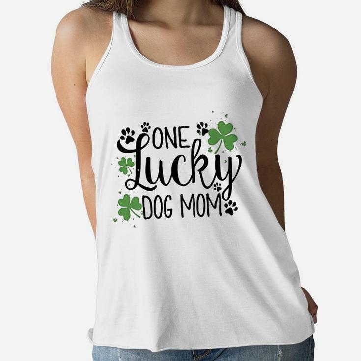 One Lucky Dog Mom St Patrick Day Cute Dog Mom Ladies Flowy Tank