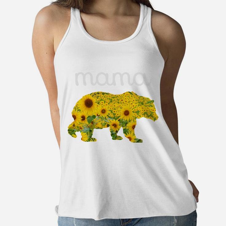 Sunflower Bear Mothers Day Flowers Mama Floral Prin Ladies Flowy Tank