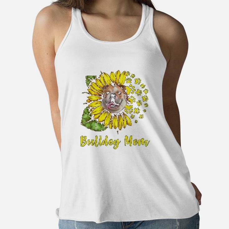 Sunflower Bulldog Mom Dog Lover Gift Ladies Flowy Tank