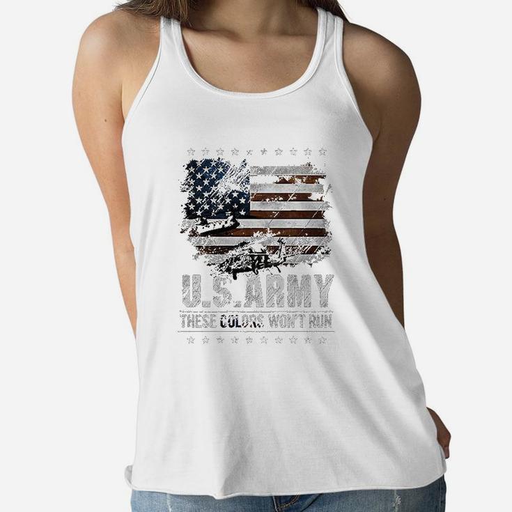 Veteran Army These Color Dont Run Ladies Flowy Tank