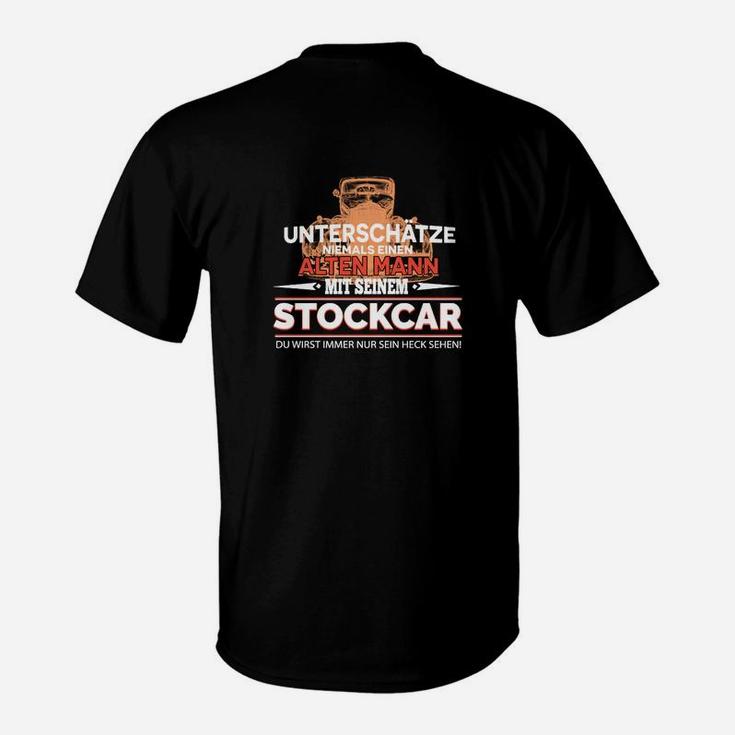 Alten Mann Mit Seinem Stockcar T-Shirt