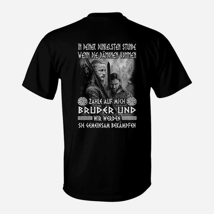 Brüder im Kampf Schwarz T-Shirt, Inspirierendes Krieger Zitat Design