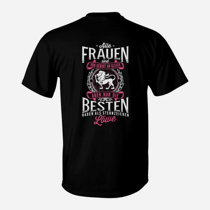 Geboren im Juli Damen T-Shirt, Schwarzes Löwenmotiv Tee