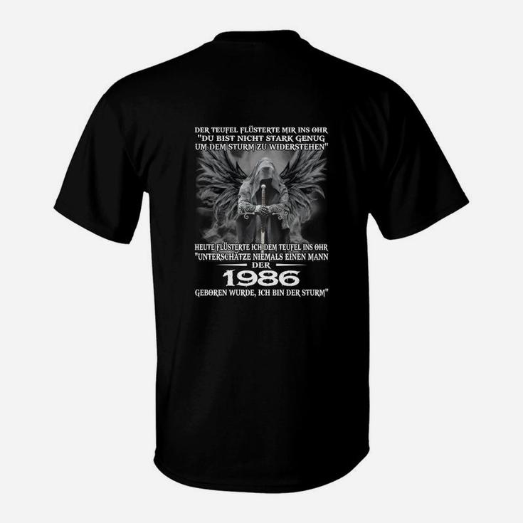 Jahrgang 1986 Geburtstags-T-Shirt Schwarz mit Adler und Spruch