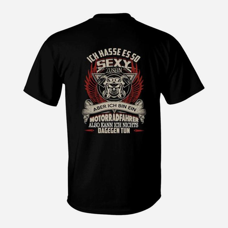 Lustiges Biker T-Shirt für Motorradfahrer, Motorradhumor Schwarz