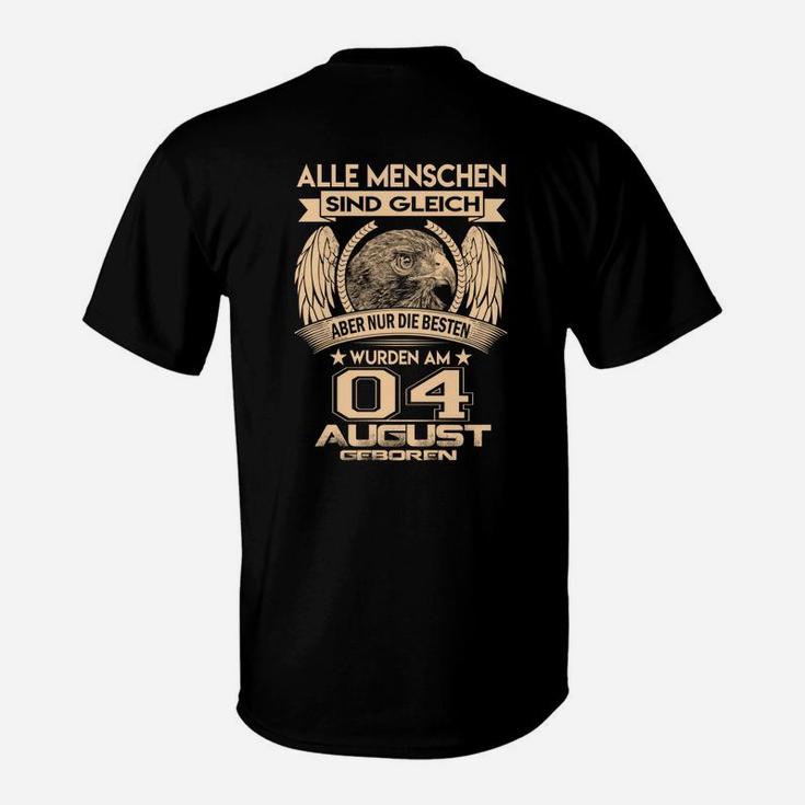 Personalisiertes Löwen & Sternzeichen Leo Geburtstags-T-Shirt für 4. August