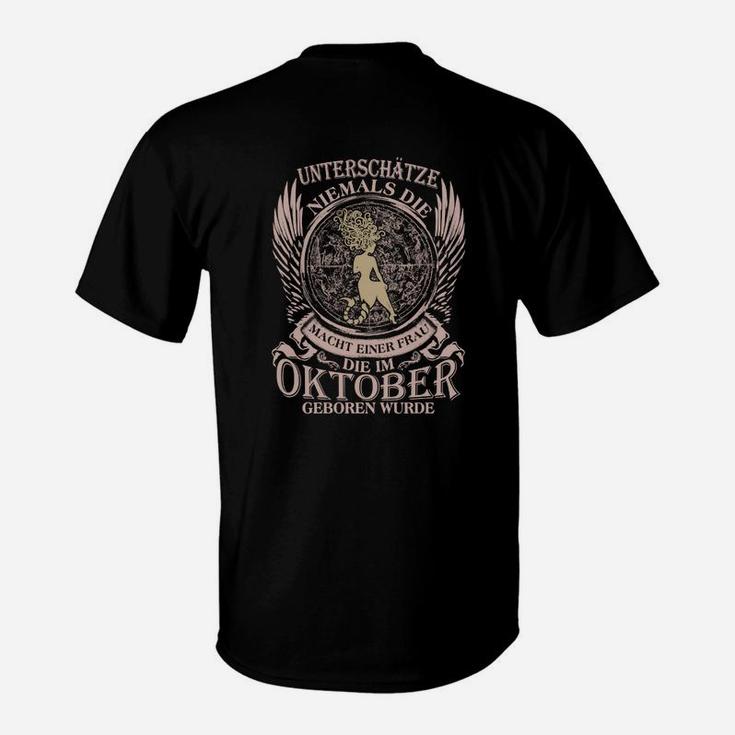 Schwarzes Adler T-Shirt, Oktober Geburtstags Motto