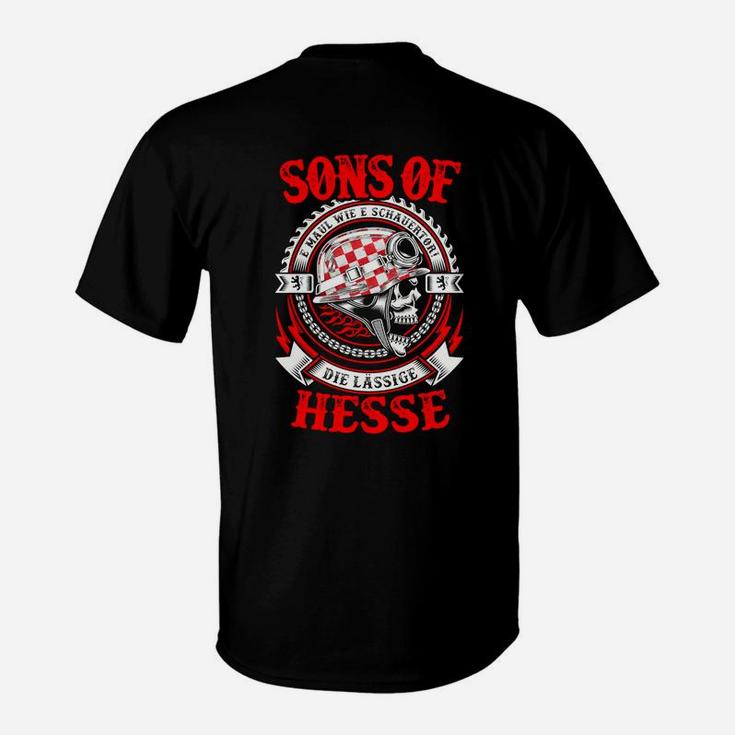 Schwarzes Biker T-Shirt Sons of Hesse, Motorrad-Design