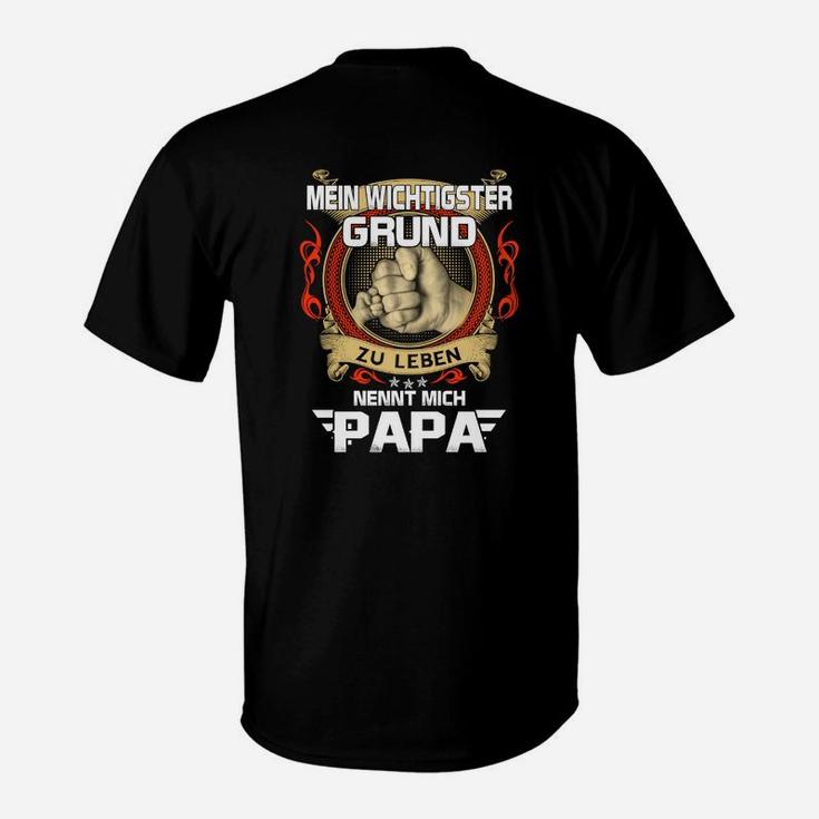 Schwarzes Herren T-Shirt Mein Grund zu leben nennt mich Papa-Design