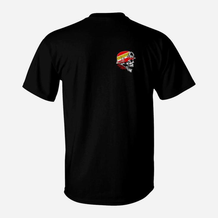 Schwarzes T-Shirt mit buntem Logo-Print auf der Brust, Designer Tee