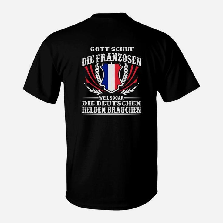 Schwarzes T-Shirt mit Franzosen-Deutschen Heldenspruch