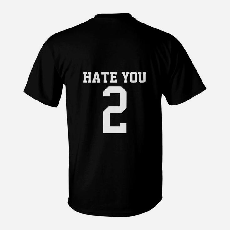 Schwarzes T-Shirt mit HATE YOU 2 Aufdruck, Statement Mode