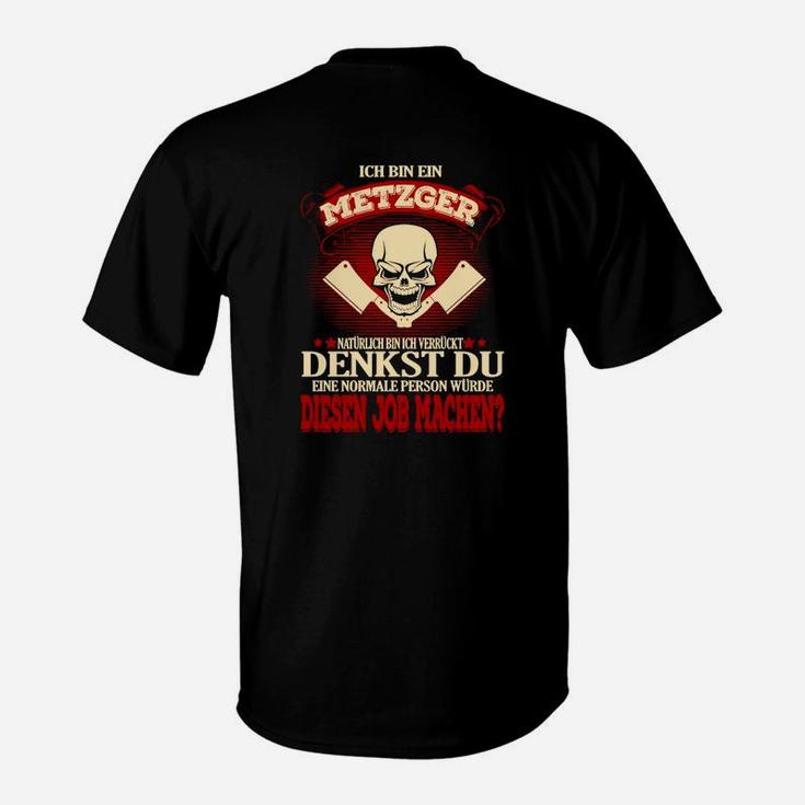 Stolzer Metzger T-Shirt mit Totenkopf & Wurst, Beruf Humor Tee