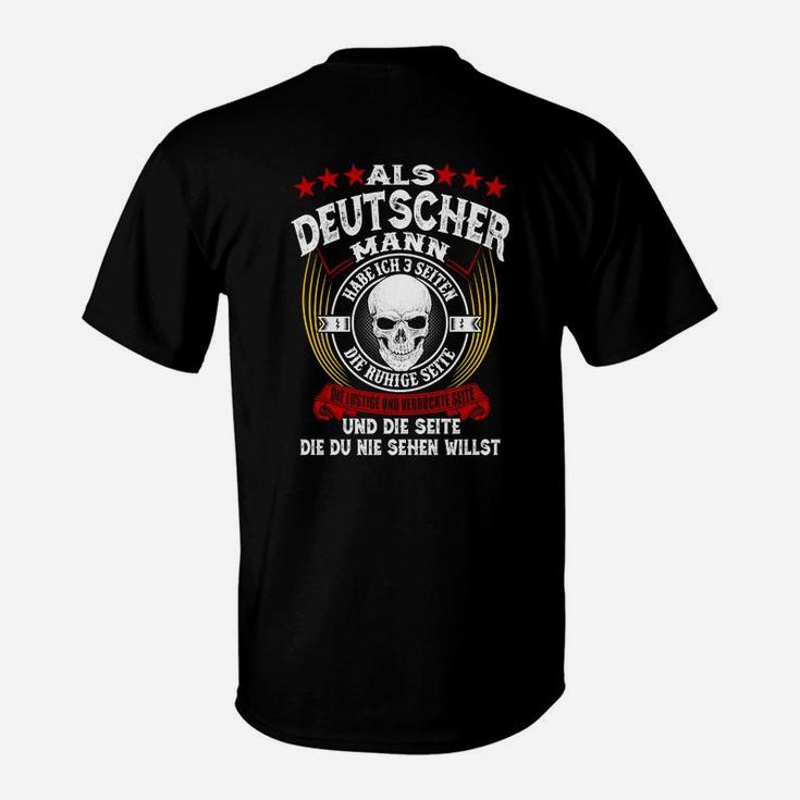 Stolzes Spruch & Totenkopf Motiv Schwarzes Herren T-Shirt