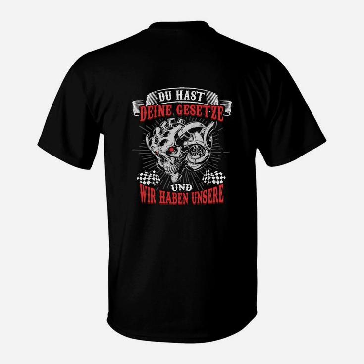 Totenkopf Spruch T-Shirt für Herren, Schwarz mit Motiv