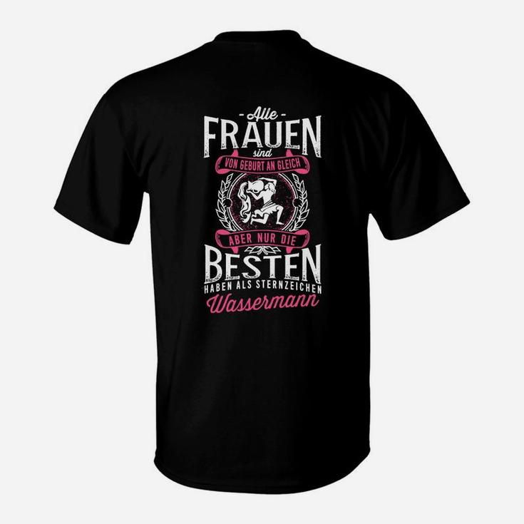 Wassermann Motiv T-Shirt für Herren, Schwarzes Sternzeichen Tee