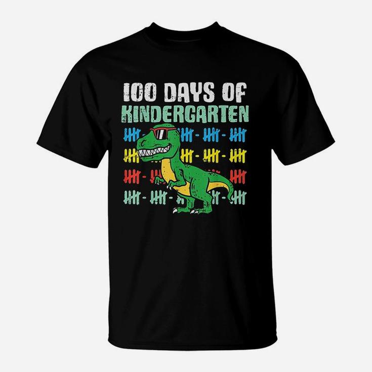 100 Days Of Kindergarten Trex Dinosaur 100th Day School Gift T-Shirt
