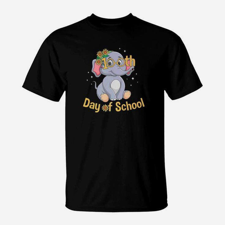 100 Days Of School Elephant Sunflower Teacher T-Shirt
