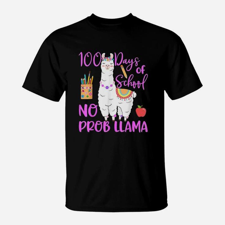 100 Days Of School No Probllama Llama Teacher 100th Day T-Shirt