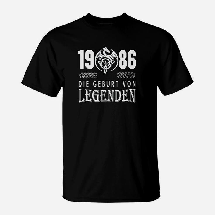 1986 Die Geburt von Legenden T-Shirt, Retro Geburtstags-Shirt Schwarz