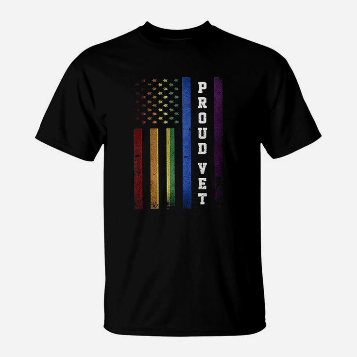 Lgbt Military Soldier Pride Proud Veteran Rainbow Usa Flag T-Shirt