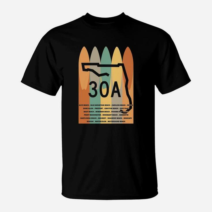 30a Surfboards Towns Of 30a T-Shirt