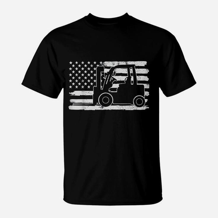 4th Of July Forklift Driver Usa Us Flag States Vintage T-Shirt