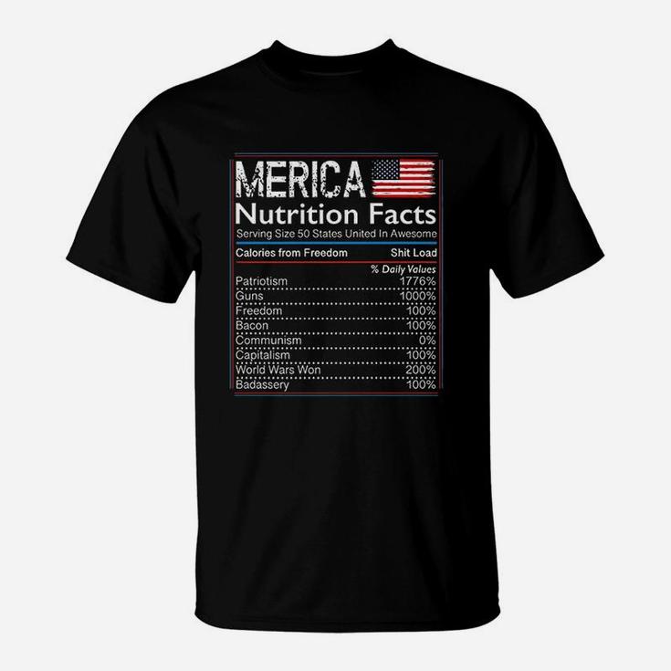 4th Of July Proud American Merica Nutrition Facts T-Shirt