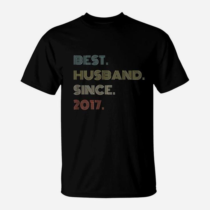 4th Wedding Anniversary Gift Best Husband Since 2017 T-Shirt