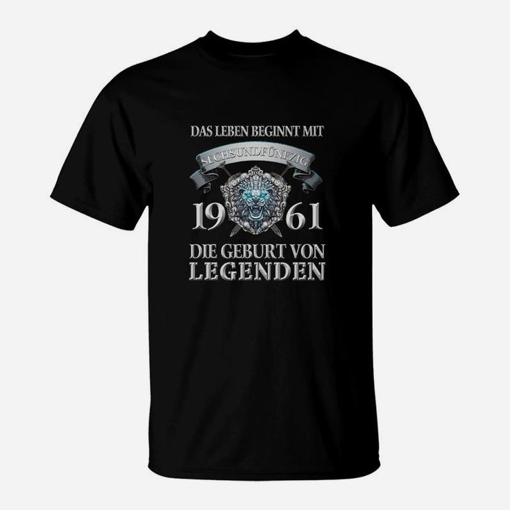 61. Geburtstag T-Shirt 1961 Vintage Uhr, Legenden Geburt