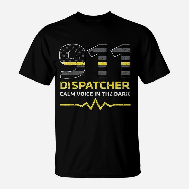 911 Dispatcher Calm Voice In The Dark Emergency T-Shirt