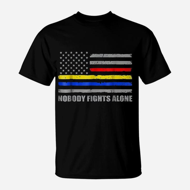 911 Dispatcher Nobody Fights Alone Dispatcher Support T-Shirt