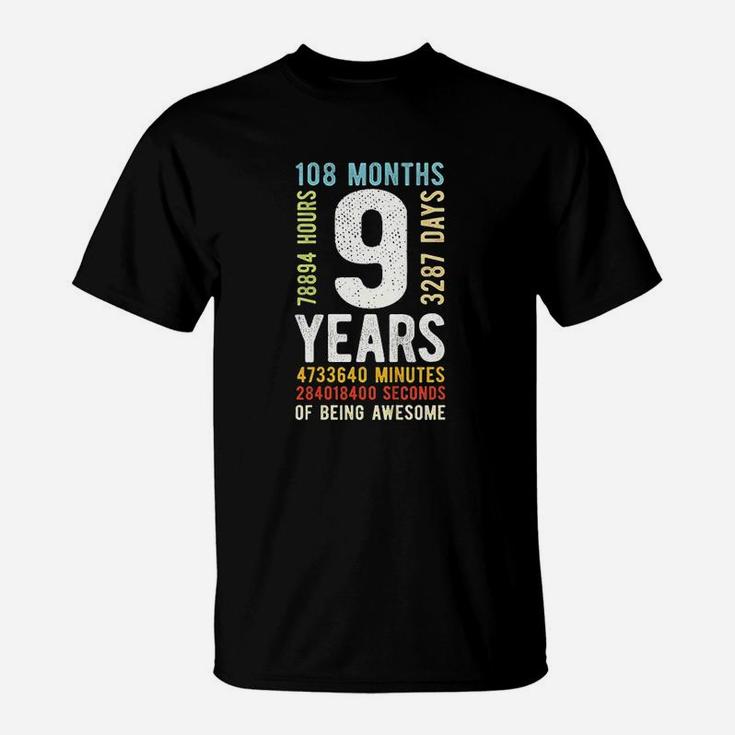 9th Birthday 9 Years Old Vintage Retro 108 Months T-Shirt
