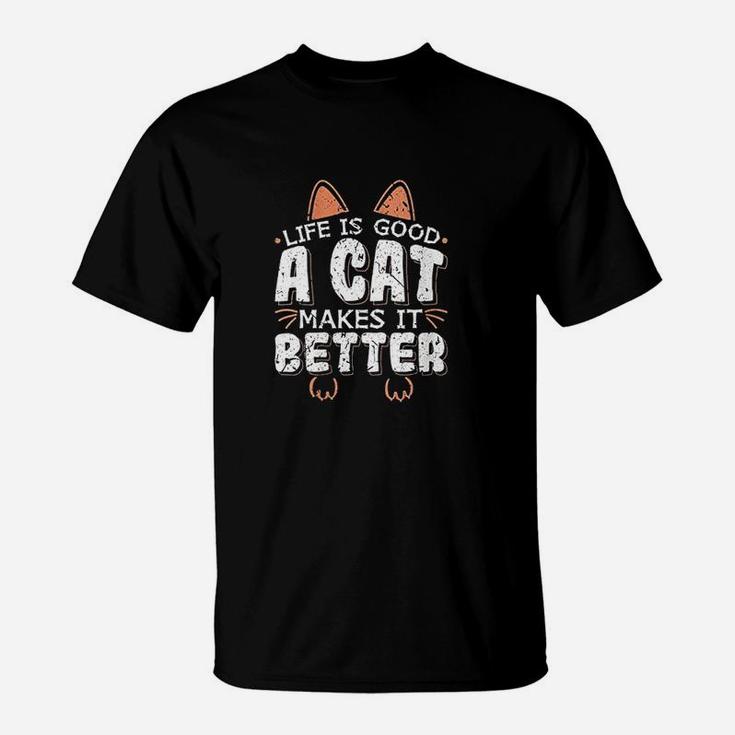 Life is good cat t shirts sale