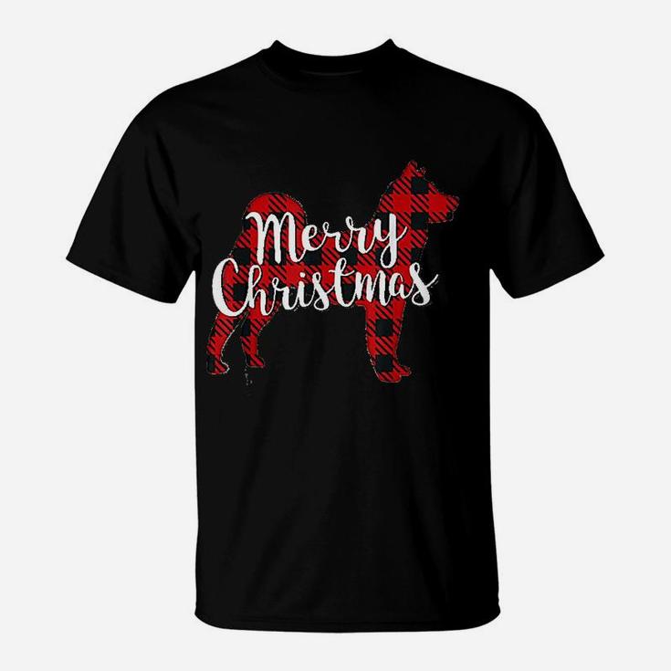 Akita Christmas Dog Mom Dad Pet Lover Plaid Gift T-Shirt