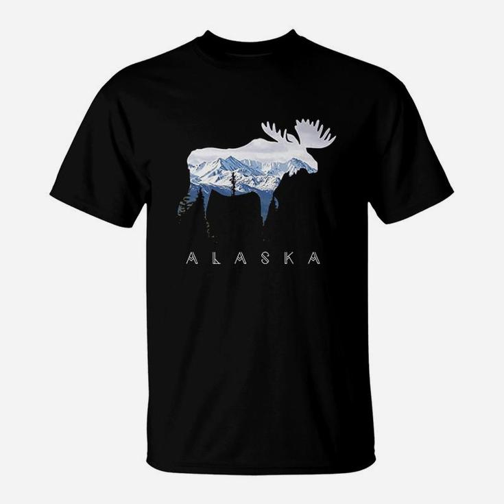 Alaska Day Moose Snowy Mountain T-Shirt Alaska Day Moose Snowy Mountain T-Shirt