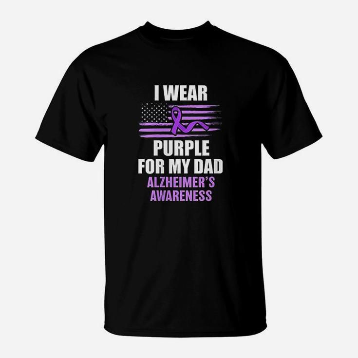 Alz I Wear Purple For My Dad Alzheimers Disease Walk Gift T-Shirt