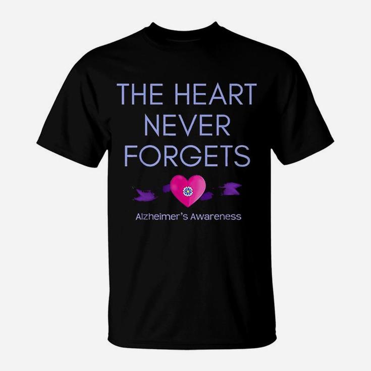 Alzheimers Awareness The Heart Never Forgets Support T-Shirt