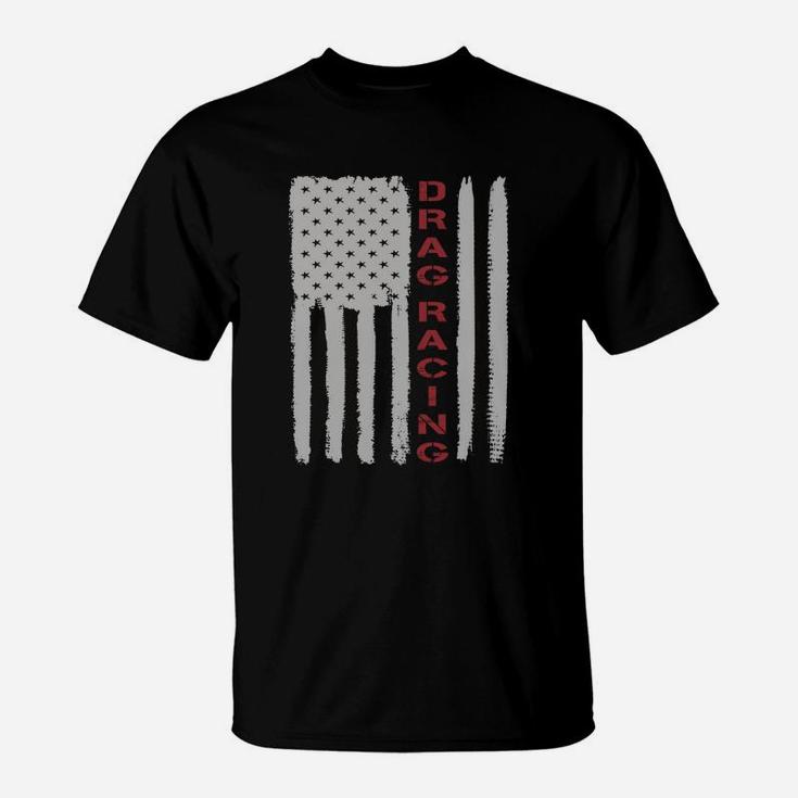 American Flag Drag Racing Car T-shirt Gift T-Shirt