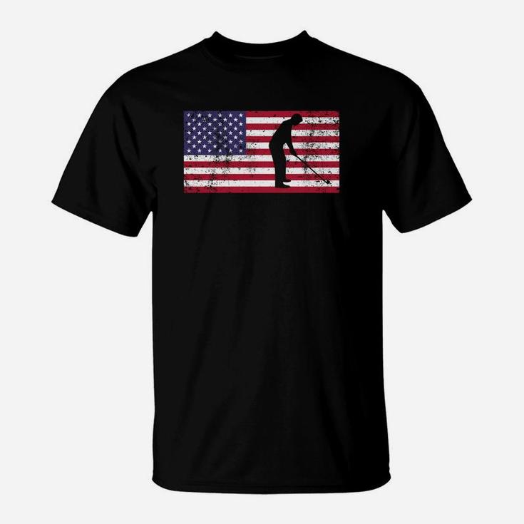 American Flag Patriotic Dad Golfing Fathers Day T-Shirt