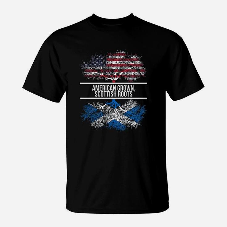 American Grown Scottish Roots American Flag T-Shirt