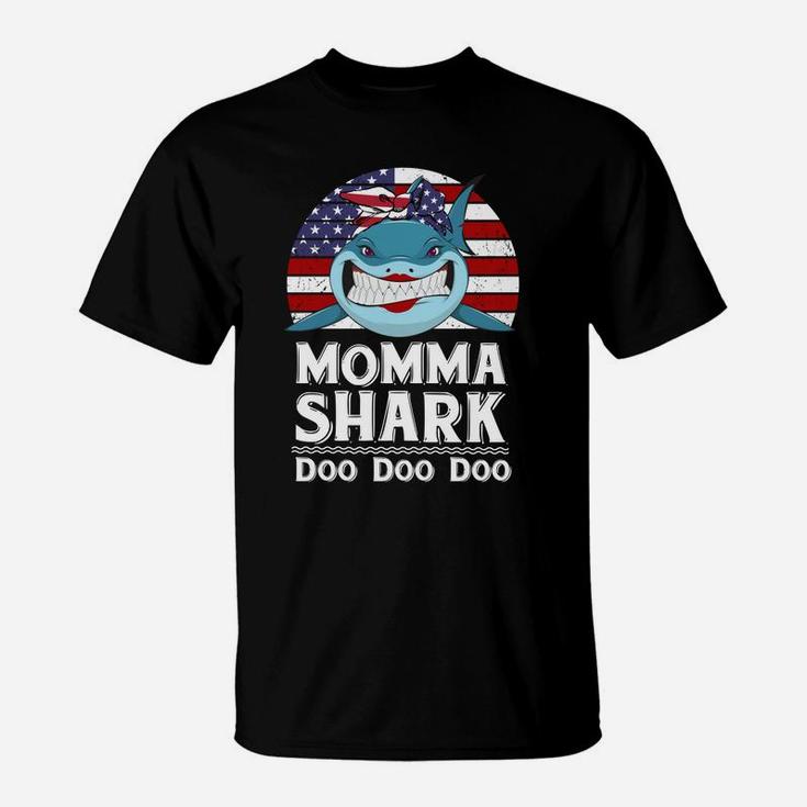 American Momma Shark Funny Mother Family Gift T-Shirt